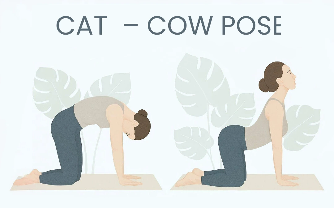 Tech neck exercises. Cat-Cow Stretch.