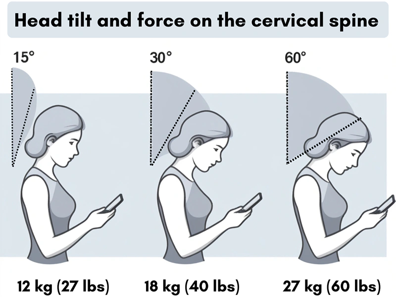 Head tilt and force on the cervical spine.