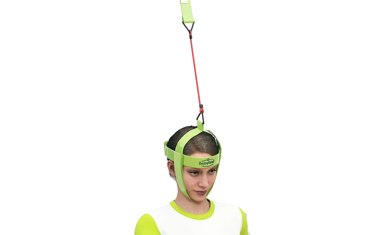 Resisted deep neck flexor strengthening exercise using the Bejoyland NECKY adjustable neck trainer
