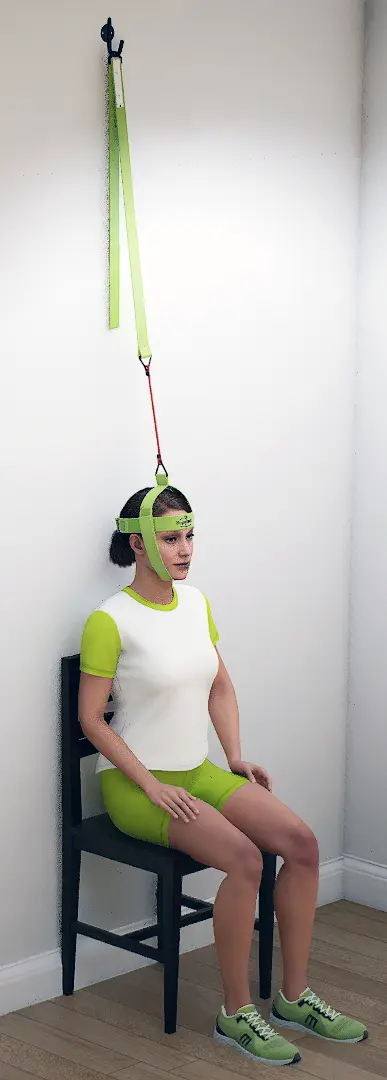 Bejoyland neck trainer mounted on a wall hook for a training session